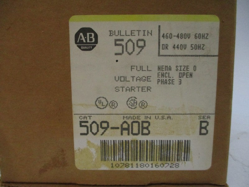 ALLEN BRADLEY 509-AOB SER. B 460-480V 18A (BR/YL) NSMP
