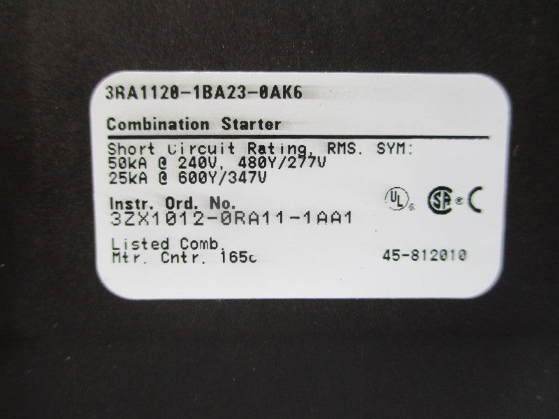 SIEMENS 3RA1120-1BA23-0AK6 110/120VAC 1.4-2A NSMP