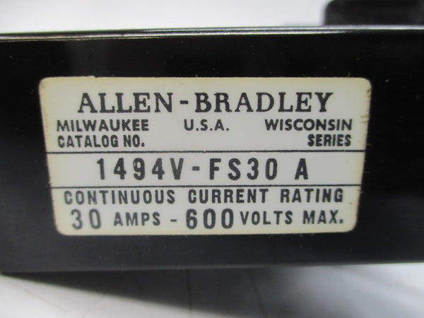 ALLEN BRADLEY 1494V-FS30 SER. A 600V 1-30A (BR/WH) NSMP