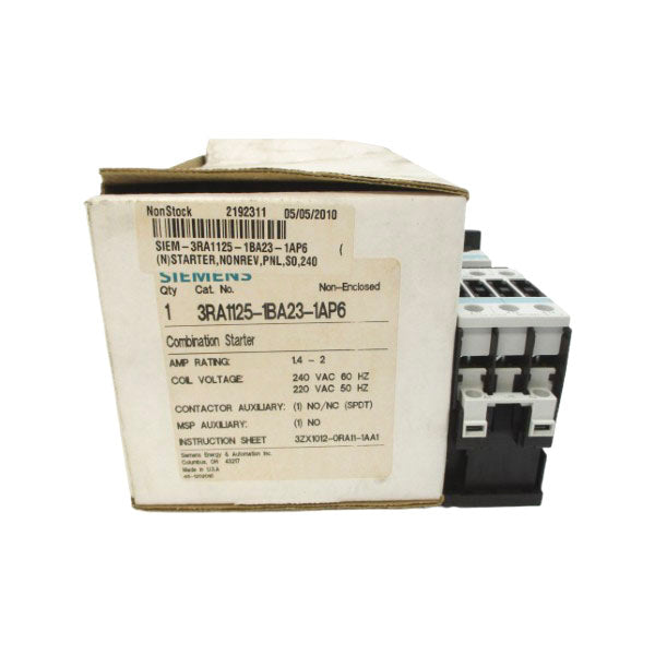 SIEMENS 3RA1125-1BA23-1AP6 220/240VAC 1.4-2A NSMP