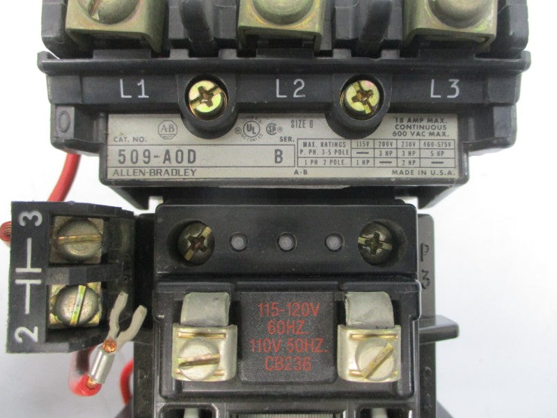 ALLEN BRADLEY 509-AOD SER. B 110/115-120V 18A (BR/YL) NSMP