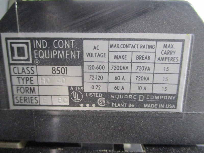 SQUARE D 8501HGG40V02 SER. E 110/120V 15A NSNP