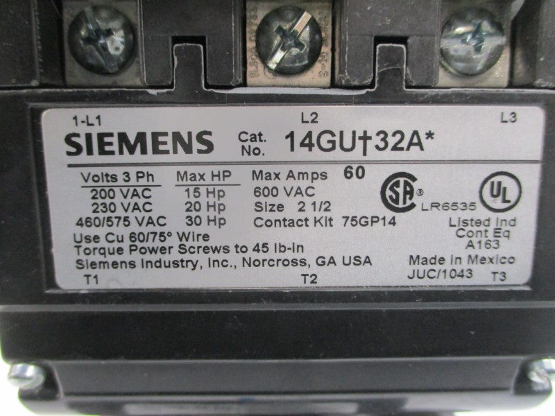 SIEMENS 14GUG32AH 440-480V 25-100A NSNP