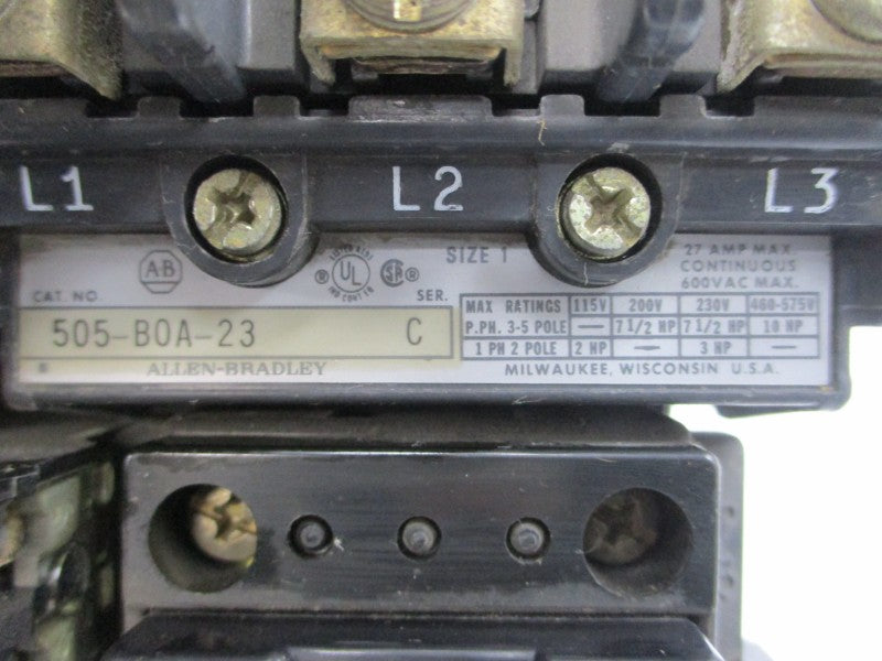ALLEN BRADLEY 505-BOA-23 SER. C 220/230-240V 27A UNMP