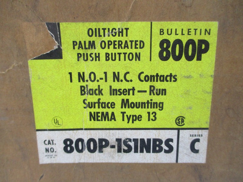 ALLEN BRADLEY 800P-1S1NBS SER. C 600V (BR/YL) NSMP