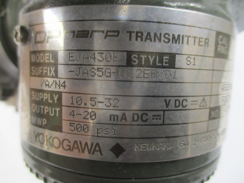 YOKOGAWA EJA430E-JAS5G-U12EB/D1/A/N4 10.5-32VDC 500PSI UNMP