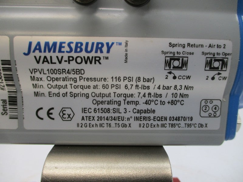 RICHTER KNA/F1-150LBS-PFA W/ JAMESBURY VPVL100SR4/5BD 245PSI 1" NSNP