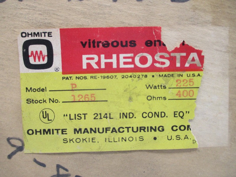 OHMITE 1265 MODEL P NSMP