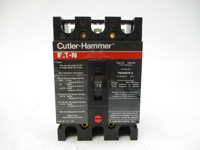 CUTLER HAMMER FS320070A SER. A 240VAC 70A NSMP