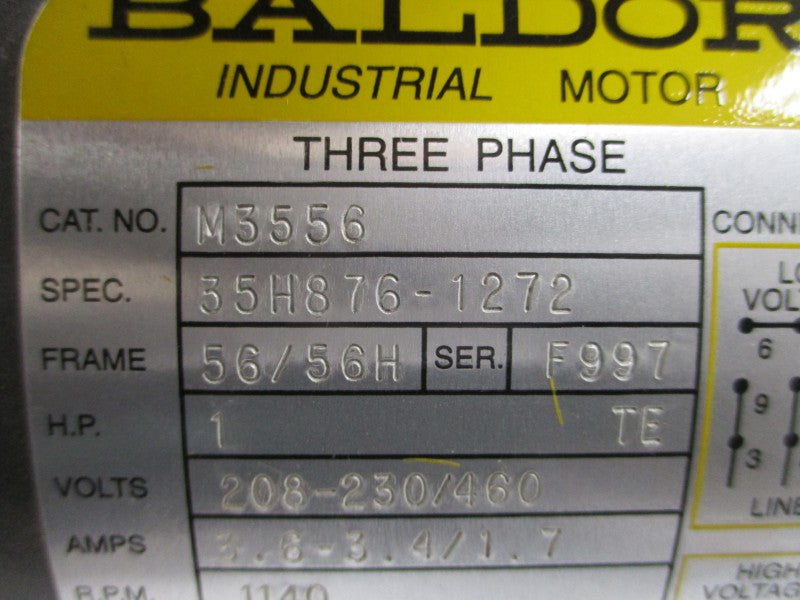 BALDOR M3556 35H876-1272 208-230/460V 3.6-3.4/1.7A NSMP