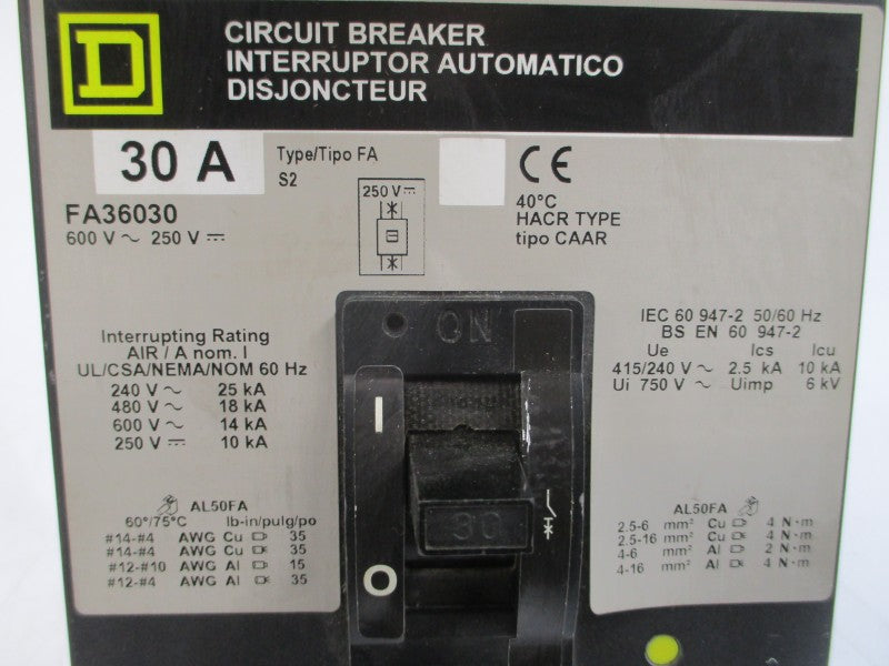 SQUARE D FA36030 600V 30A (GREY) NSMP
