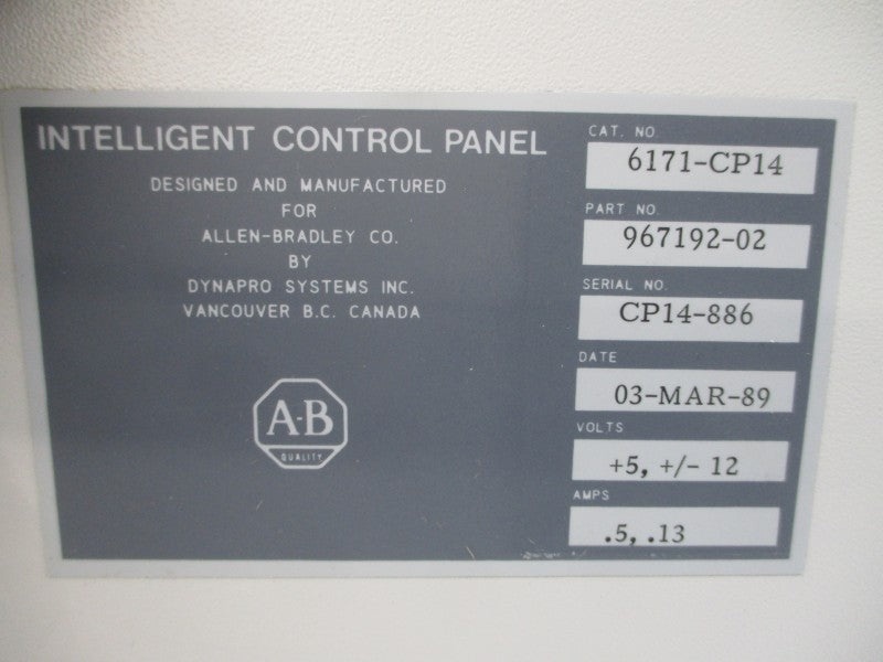 ALLEN BRADLEY 6171-CP14 5V .5/.13A NSNP
