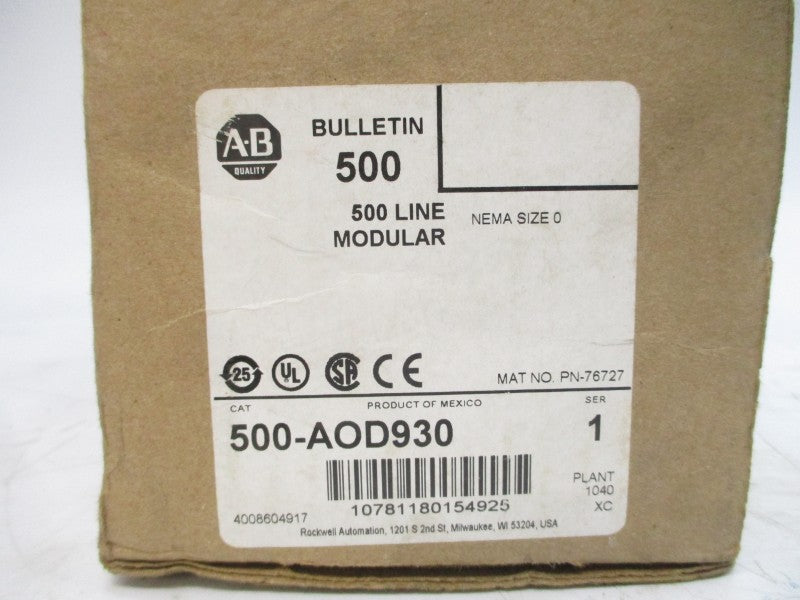 ALLEN BRADLEY 500F-AOD930 SER. 1 110/115-120V 18A (BR/WH) NSMP