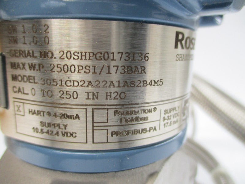 ROSEMOUNT 3051CD2A22A1AS2B4M5 10.5-42.4VDC 2500PSI NSMP