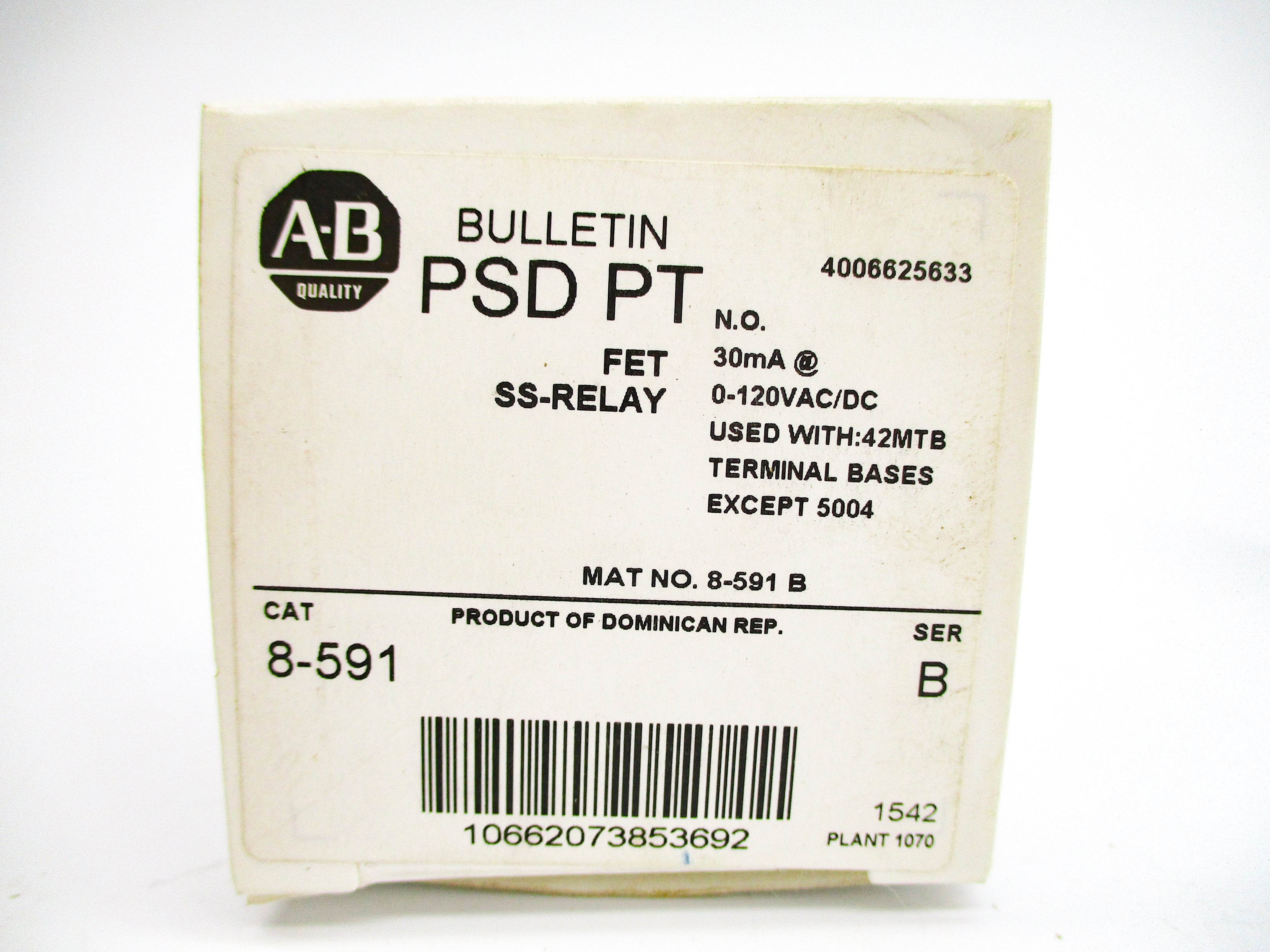 INDUSTRIAL SPARE PART 8-591 SER. B 0-120VAC/DC (WH) NSMP