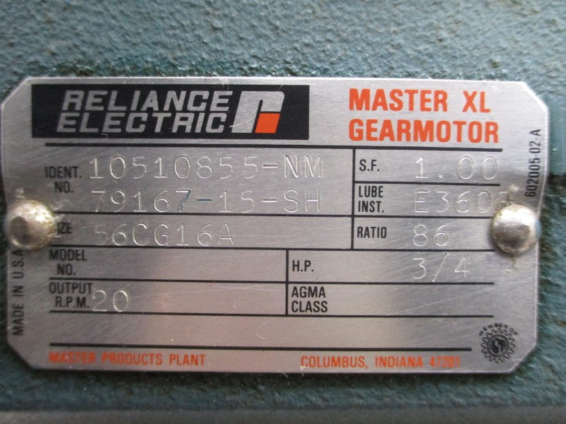 RELIANCE ELECTRIC P56H3883M-YL 10510855-NM-79167-15-SH 208-230/460V 2.8-3/1.5A NSNP