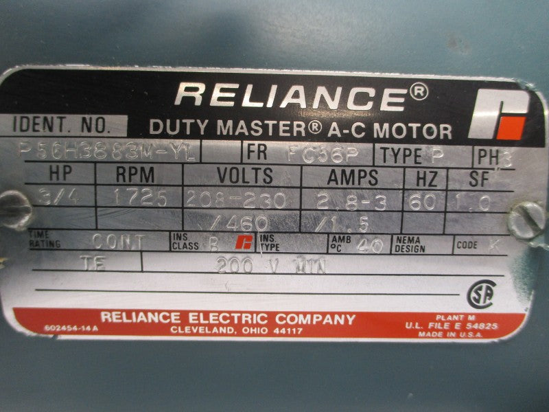 RELIANCE ELECTRIC P56H3883M-YL 10510856-NM-79167-15-SH 208-230/460V 2.8-3/1.5A NSNP