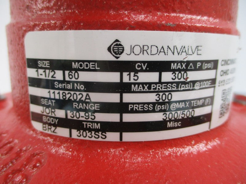 JORDAN VALVE 60 300PSI 500'F 30-95 1-1/2" NSNP