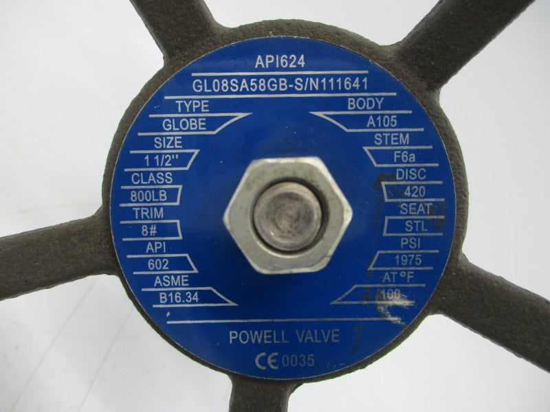 POWELL VALVE GL08SA58GB-S/N111641 1975PSI 1-1/2" NSNP