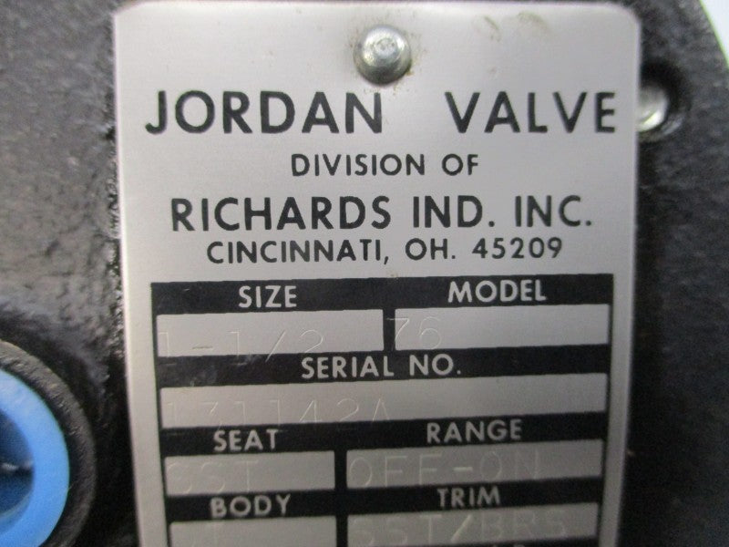 JORDAN VALVE 76 808PSI 500'F 1-1/2" NSNP