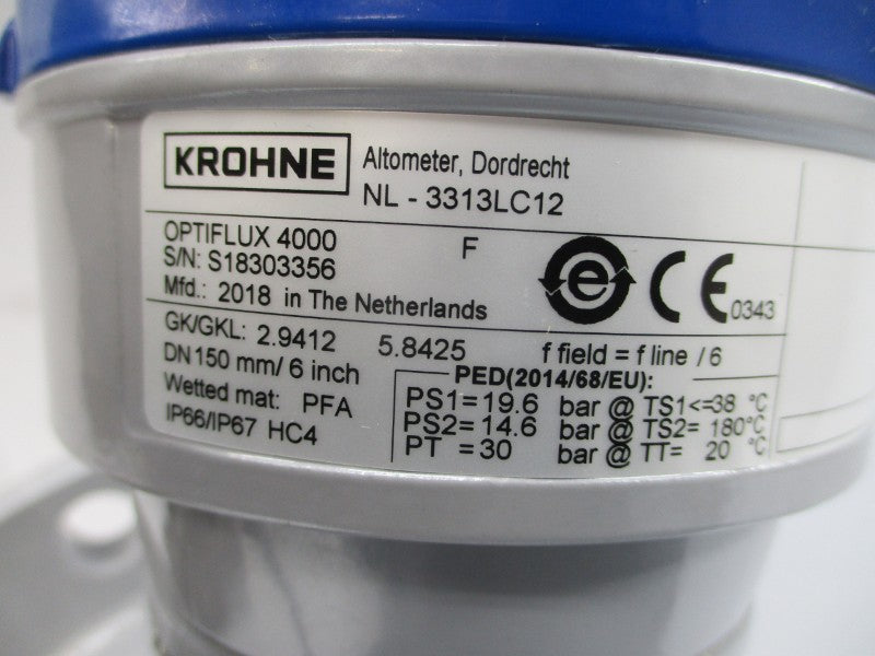 KROHNE OPTIFLUX4000 NL-3313LC12 6" NSNP