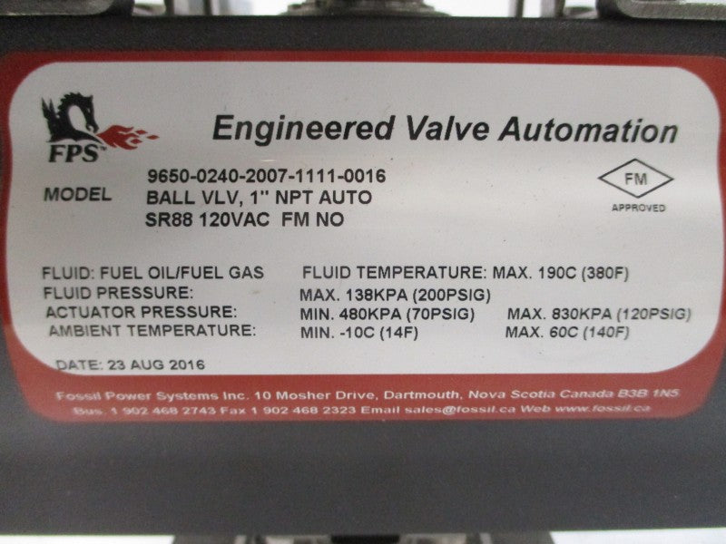 FPS 88RDN25-1" 9650-0240-2007-1111-0016 250VAC 16A 200PSI 1" NSNP