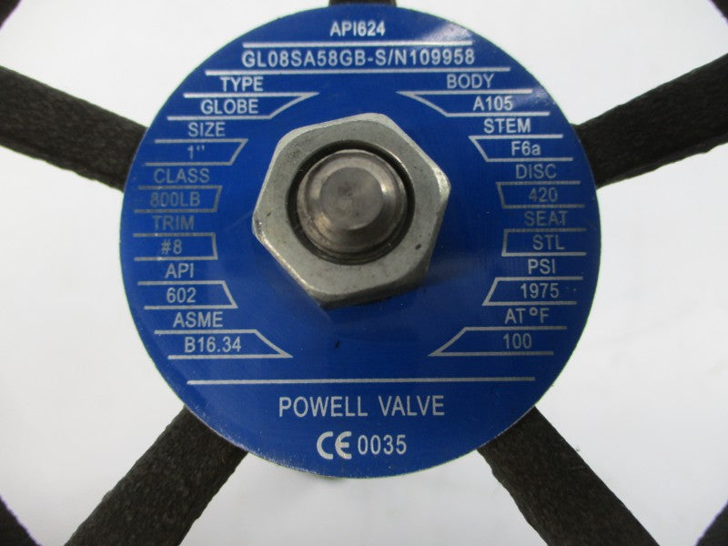 POWELL VALVE GL08SA58GB-S/N109958 1975PSI 1" NSNP