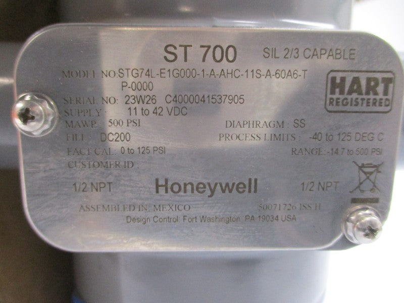 HONEYWELL STG74L-E1G000-1-A-AHC-11S-A-60A6-TP-0000 ST700 11-42VDC -14.7-500PSI NSNP