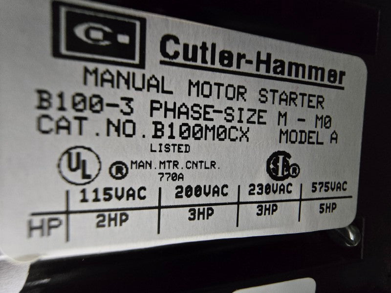 CUTLER HAMMER B100J0C 2606D83G03 240/480-600V NSMP