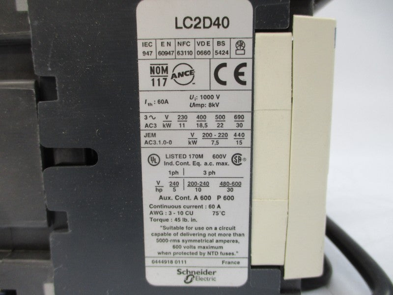 TELEMECANIQUE LC2D4011E6 48V 60A NSMP