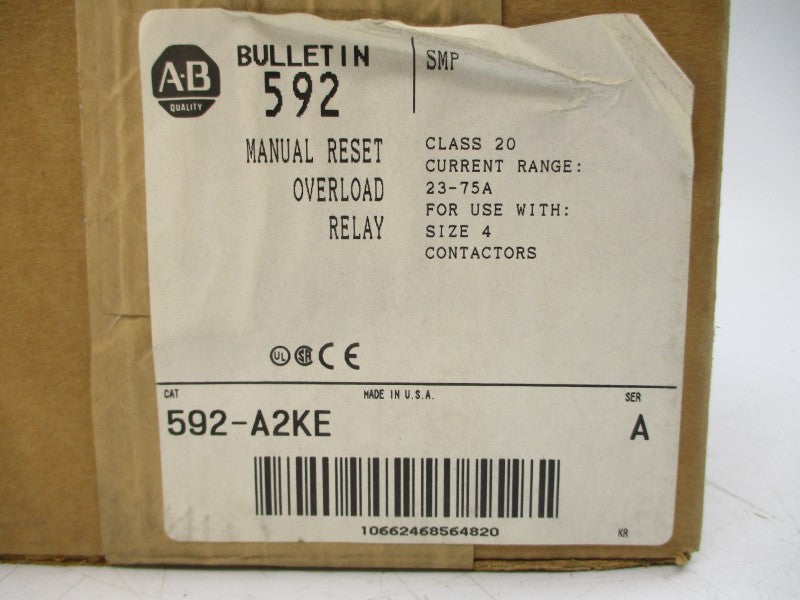 ALLEN BRADLEY 592-A2KE SER. A 23-75A (BR/WH) NSFS