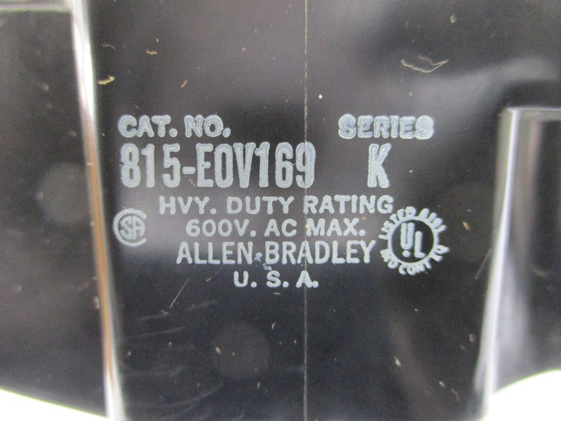 ALLEN BRADLEY 815-EOV169 SER. K 600VAC (BR/WH) NSMP