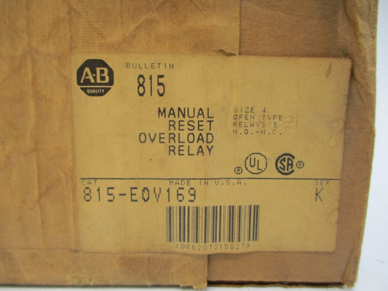 ALLEN BRADLEY 815-EOV169 SER. K 600VAC (BR/WH) NSMP