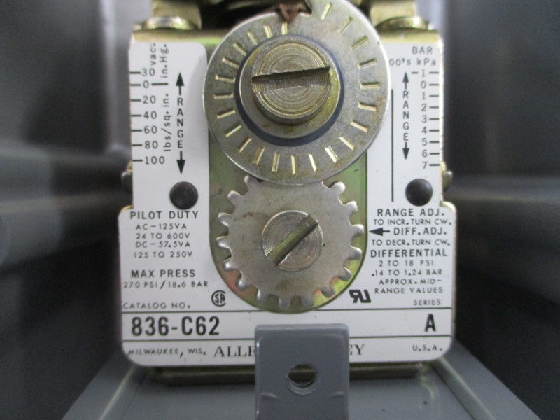 ALLEN BRADLEY 836-C62J SER. B 24-600VAC 2-18PSI (BR/YL) NSMP