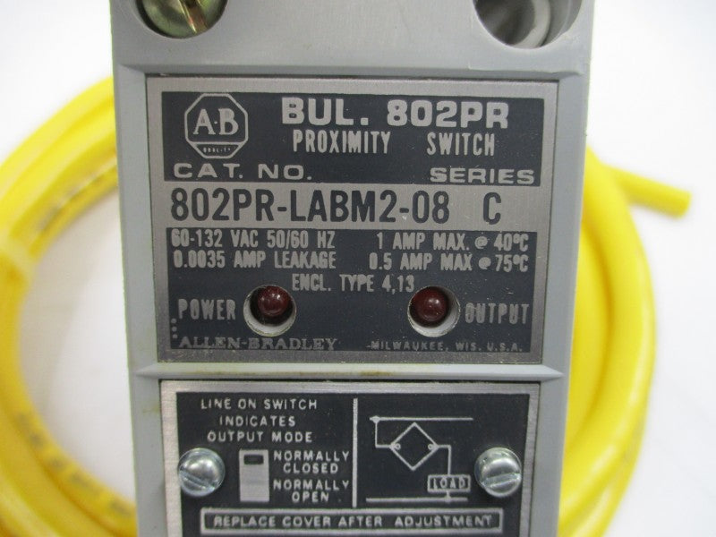 ALLEN BRADLEY 802PR-LABM2-08 SER. C 60-132VAC 1A (BR/YL) NSMP