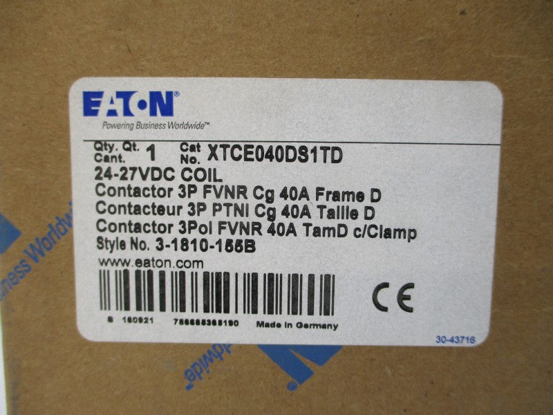 EATON XTCE040DS1TD 3-1810-155B 24-27VDC 40A NSMP
