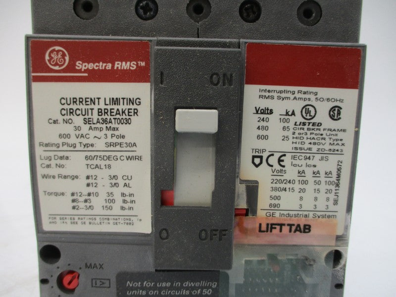 GENERAL ELECTRIC SELA36AT0030 600VAC 30A NSMP
