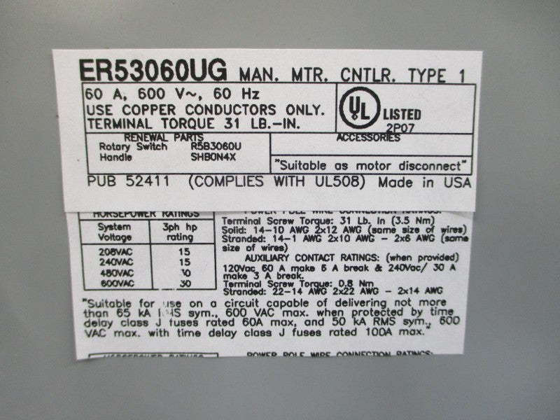 EATON ER53060UG 600V 60A NSNP