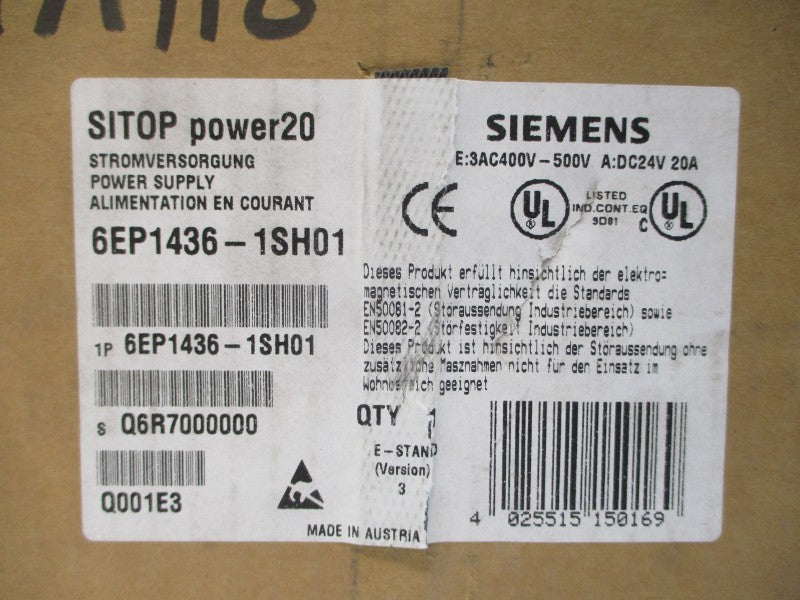 SIEMENS 6EP1436-1SH01 360-550V 1.5-1.2A NSMP