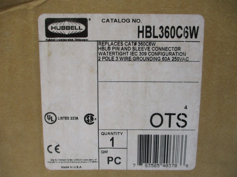HUBBELL HBL360C6W 250VAC 60A NSMP