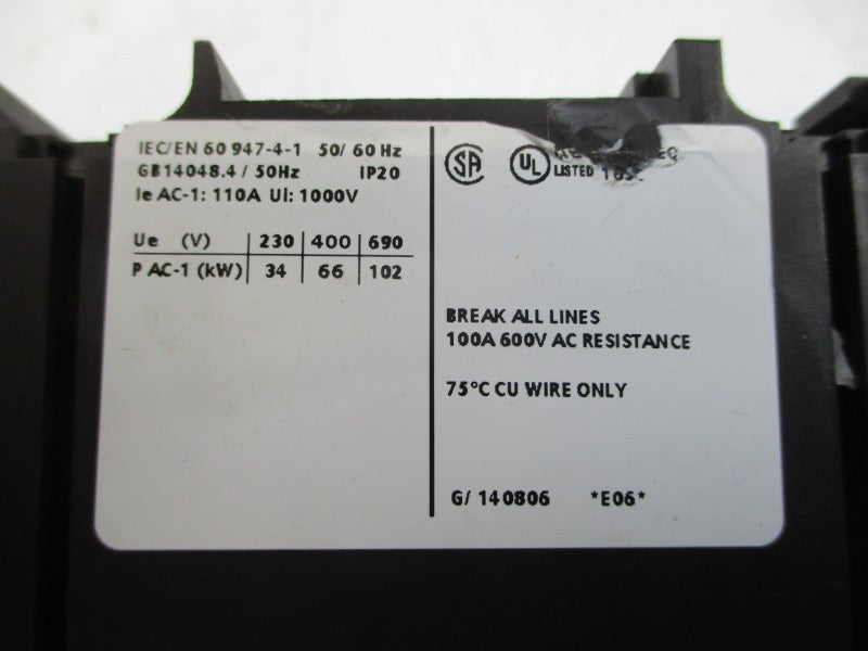 SIEMENS 3RT1344-1BA40 12VDC 100A NSNP