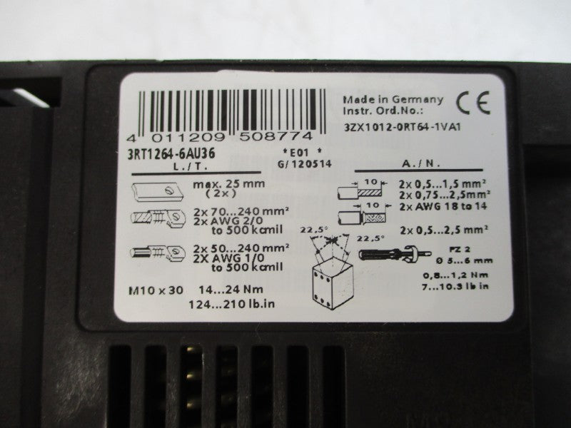 SIEMENS 3RT1264-6AU36 240-277VDC 330A NSNP