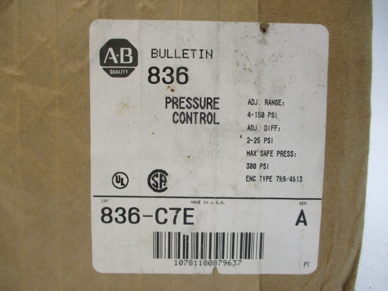 ALLEN BRADLEY 836-C7E SER. A 4-150PSI (BR/WH) NSFS