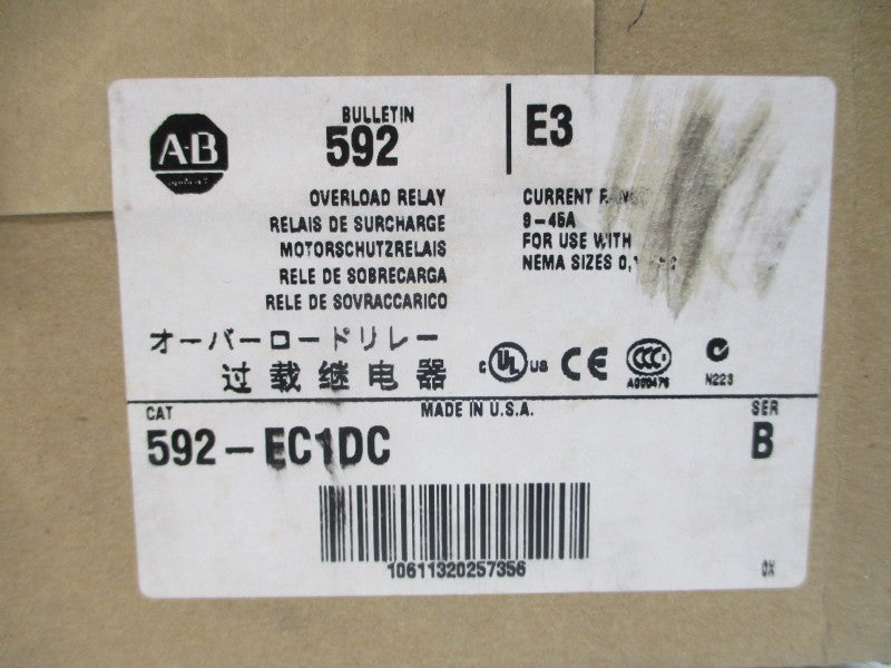 ALLEN BRADLEY 592-EC1DC SER. B 24VDC 9-45A (BR/WH) NSMP