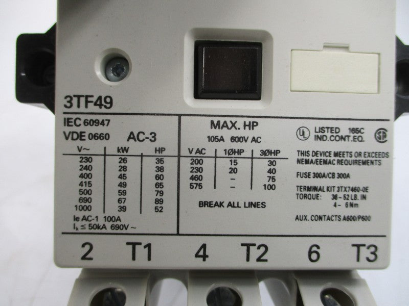 SIEMENS 3TF4911-0AC2 24V 105A NSMP