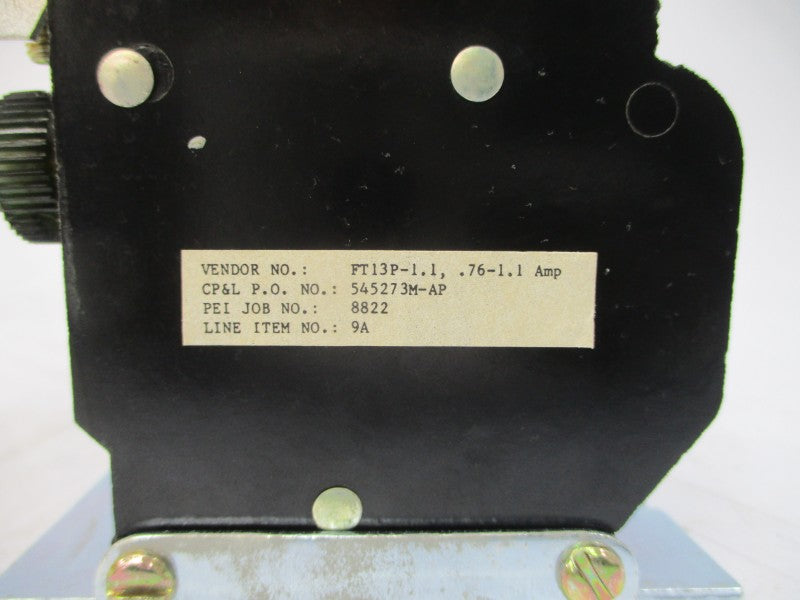 WESTINGHOUSE FT13P-1.1 5000D17G39 600VAC .76-1.1A NSMP