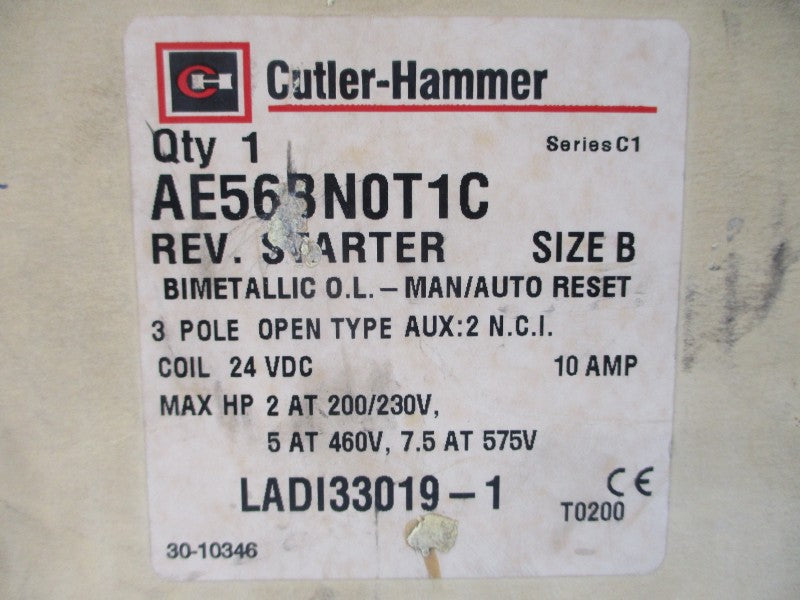 CUTLER HAMMER AE56BN0T1C SER. C1 24VDC 10A NSMP