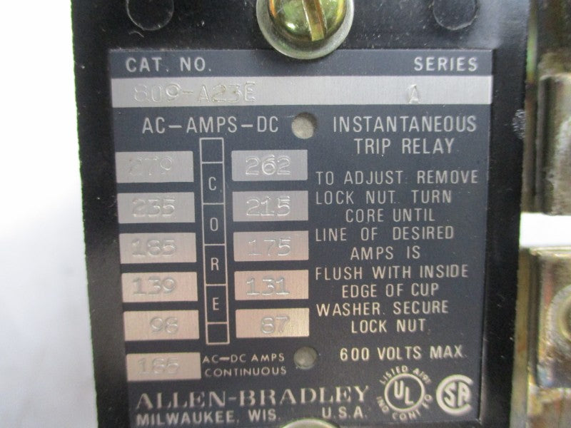ALLEN BRADLEY 809-A23E SER. A 600V 185A (BR/YL) NSMP