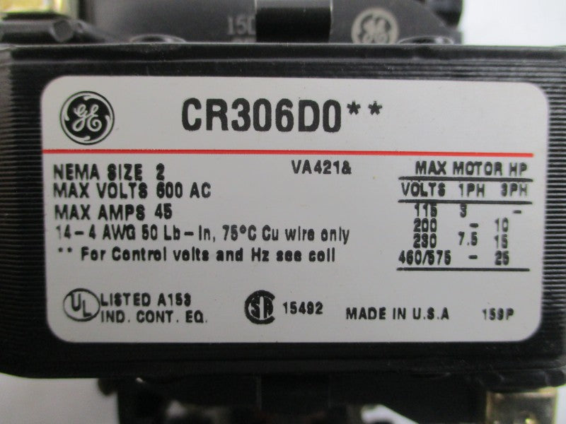 GENERAL ELECTRIC CR306D002 SER. A 110/115-120V 45A NSMP
