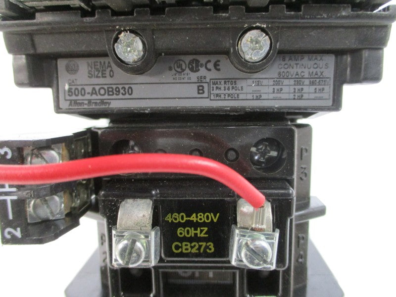 ALLEN BRADLEY 500-AOB930 SER. B 460-480V 18A (BR/WH) NSMP
